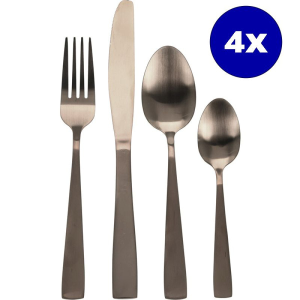 Bestekset RVS 16-delig - Mat Goud Gekleurd Bestekset RVS 16-delig - Mat Goud Gekleurd