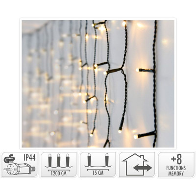 IJspegel verlichting - 360 LED - 12 meter - warm wit - 8 lichtfuncties + geheugen IJspegel verlichting - 360 LED - 12 meter - warm wit - 8 lichtfuncties + geheugen