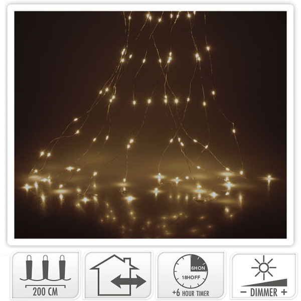 Cascadeverlichting - 200 led - warm wit - timer en dimmer Cascadeverlichting - 200 led - warm wit - timer en dimmer