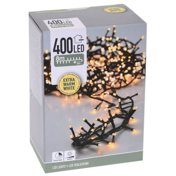 Micro Cluster 400 LED - 8m - met timer en dimmer - extra warm wit Micro Cluster 400 LED - 8m - met timer en dimmer - extra warm wit