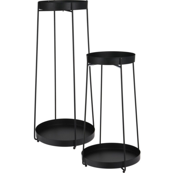 Plantenstandaard - 46 + 58 cm hoogte - zwart - set van 2 Plantenstandaard - 46 + 58 cm hoogte - zwart - set van 2