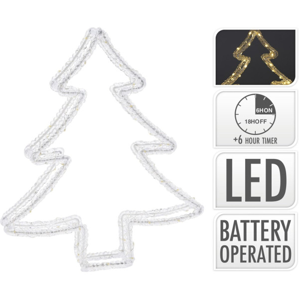 Kerstverlichting Kerstboom - 80 led - 34 cm - Timer - op batterijen - buiten en binnen Kerstverlichting Kerstboom - 80 led - 34 cm - Timer - op batterijen - buiten en binnen