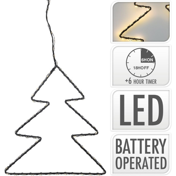 Kerstverlichting - Kerstboom 20 cm - met Timer - op Batterijen Kerstverlichting - Kerstboom 20 cm - met Timer - op Batterijen