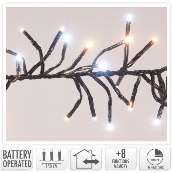Clusterverlichting 192 led - 1.4m - two tone adorable - Batterij - Lichtfuncties - Geheugen - Timer Clusterverlichting 192 led - 1.4m - two tone adorable - Batterij - Lichtfuncties - Geheugen - Timer