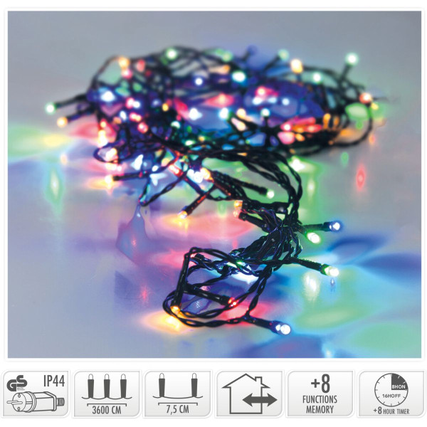 Kerstverlichting 480 led- 36m - multicolor - Timer - Lichtfuncties - Geheugen - Buiten Kerstverlichting 480 led- 36m - multicolor - Timer - Lichtfuncties - Geheugen - Buiten