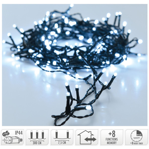 Kerstverlichting 40 led- 3m - wit - Timer - Lichtfuncties - Geheugen - Buiten Kerstverlichting 40 led- 3m - wit - Timer - Lichtfuncties - Geheugen - Buiten