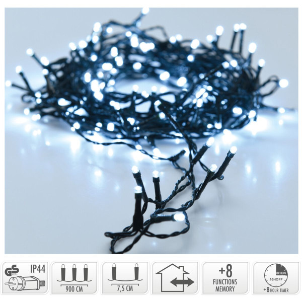 Kerstverlichting 120 led- 9m - wit - Timer - Lichtfuncties - Geheugen - Buiten Kerstverlichting 120 led- 9m - wit - Timer - Lichtfuncties - Geheugen - Buiten