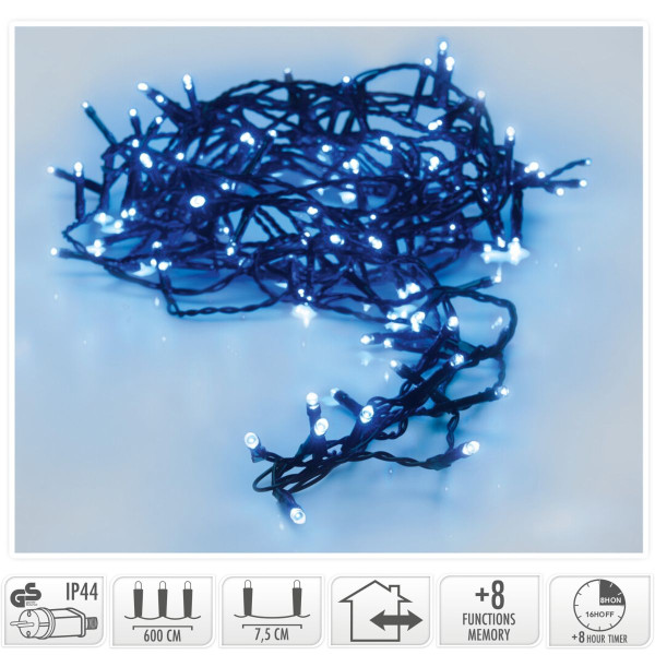 Kerstverlichting 80 led- 6m - blauw - Timer - Lichtfuncties - Geheugen - Buiten Kerstverlichting 80 led- 6m - blauw - Timer - Lichtfuncties - Geheugen - Buiten