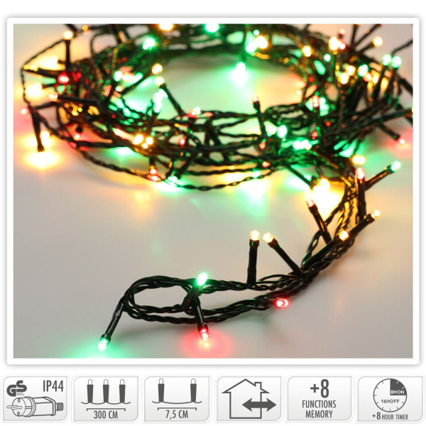 Kerstverlichting 180 led- 13.5m - three tone traditional - Timer - Lichtfuncties - Geheugen - Buiten Kerstverlichting 180 led- 13.5m - three tone traditional - Timer - Lichtfuncties - Geheugen - Buiten