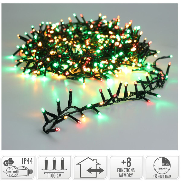 Microcluster - 560 led - 11m - three tone traditional - Timer - Lichtfuncties - Geheugen - Buiten Microcluster - 560 led - 11m - three tone traditional - Timer - Lichtfuncties - Geheugen - Buiten