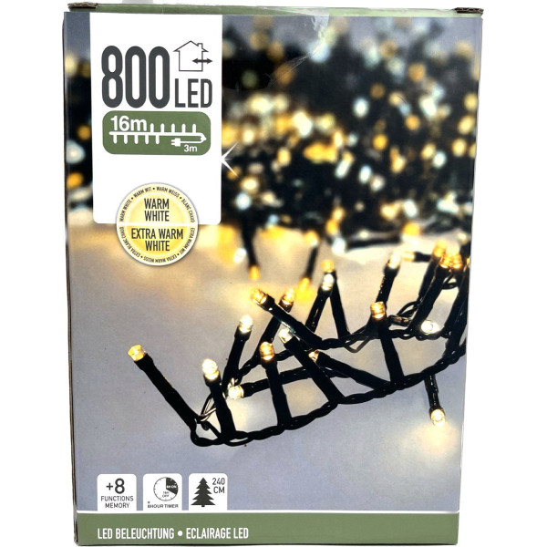 Microcluster - 800 led - 16m - two tone romantic - Timer - Lichtfuncties - Geheugen - Buiten Microcluster - 800 led - 16m - two tone romantic - Timer - Lichtfuncties - Geheugen - Buiten