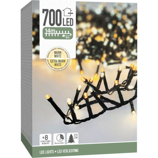 Microcluster - 700 led - 14m - two tone romantic - Timer - Lichtfuncties - Geheugen - Buiten Microcluster - 700 led - 14m - two tone romantic - Timer - Lichtfuncties - Geheugen - Buiten