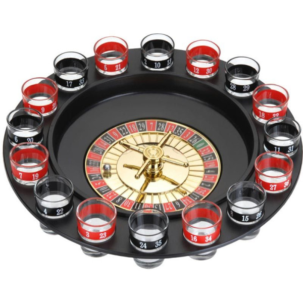 Roulette Drankspel - 16 shotglaajes Roulette Drankspel - 16 shotglaajes