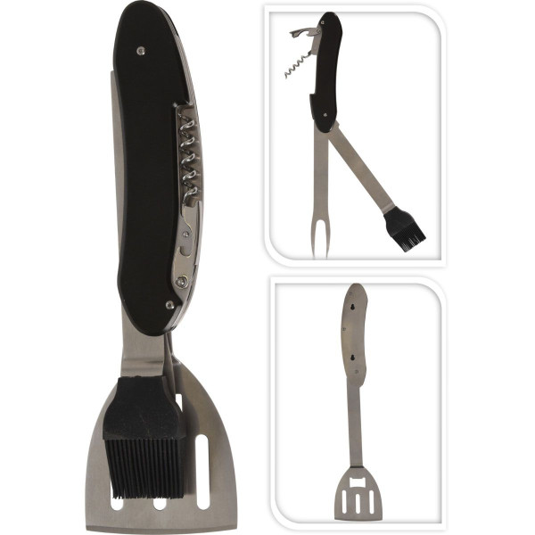Barbecue Multitool RVS zwart - 5-in-1 multi gereedschap - inklapbaar - groot model Barbecue Multitool RVS zwart - 5-in-1 multi gereedschap - inklapbaar - groot model