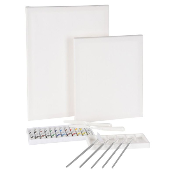 Schilderpakket - 2 stuks Schildersdoeken + Acrylverf + Materialen Schilderpakket - 2 stuks Schildersdoeken + Acrylverf + Materialen