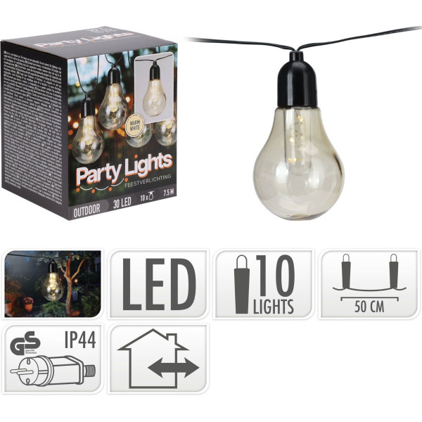 Feestverlichting voor de Tuin - 450cm - warm wit - 10x3 LED Feestverlichting voor de Tuin - 450cm - warm wit - 10x3 LED