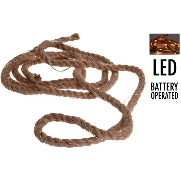 4 stuks Jute touw met ledverlichting - 3 meter 4 stuks Jute touw met ledverlichting - 3 meter