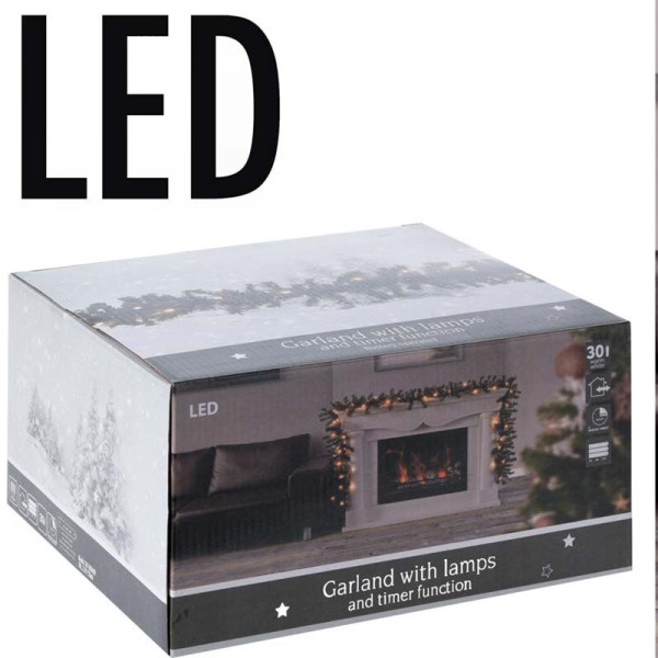 Guirlande met 30 LED - warm wit - 2.70 meter - met timer - op batterij Guirlande met 30 LED - warm wit - 2.70 meter - met timer - op batterij