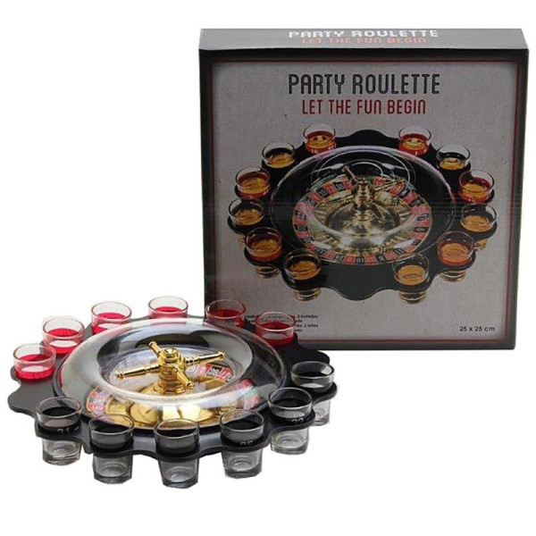 Party Roulette met 12 shotglaasjes Party Roulette met 12 shotglaasjes