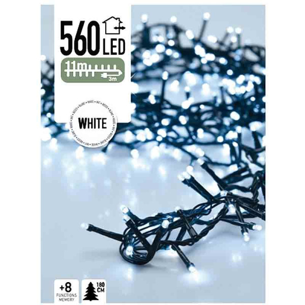 Micro Cluster 560 LED's - 11 meter - wit - 8 functies + geheugen Micro Cluster 560 LED's - 11 meter - wit - 8 functies + geheugen