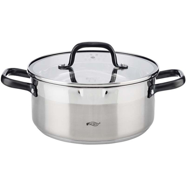 San Ignacio RVS kookpan met glazen deksel, Ø24x10.5cm, 4 liter - serie Vita San Ignacio RVS kookpan met glazen deksel, Ø24x10.5cm, 4 liter - serie Vita