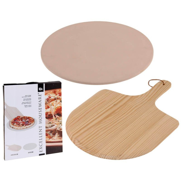 Pizza-baksteen met pizza-schep Pizza-baksteen met pizza-schep