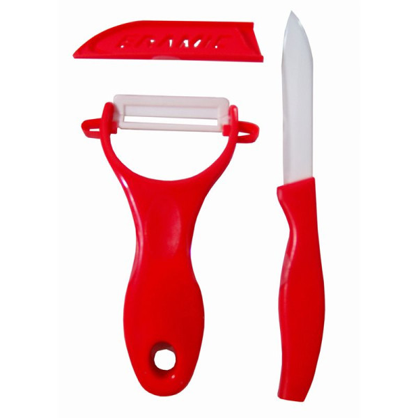 Excellent Houseware Keramische schilmessen - rood Excellent Houseware Keramische schilmessen - rood