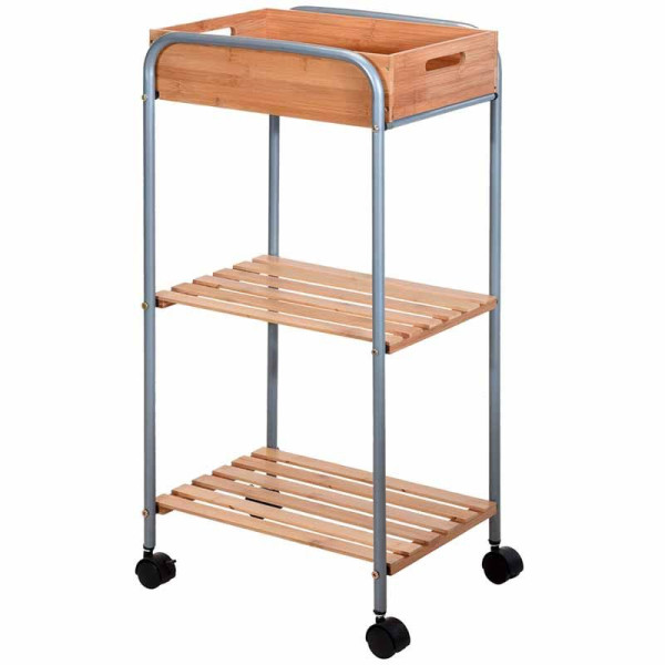 Badkamertrolley bamboe / metaal Badkamertrolley bamboe / metaal