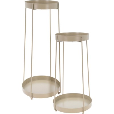 Plantenstandaard - 46 + 58 cm hoogte - taupe - set van 2