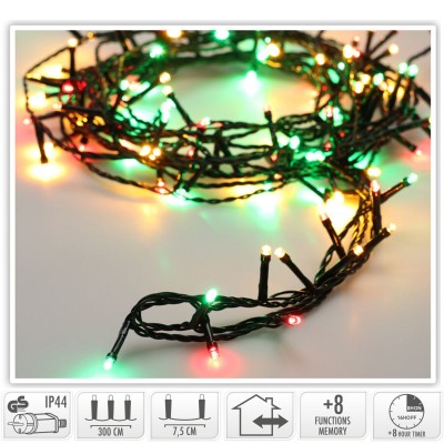 Kerstverlichting 320 led- 24m - three tone traditional - Timer - Lichtfuncties - Geheugen - Buiten