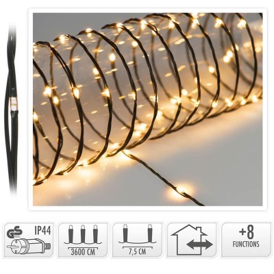 LED Verlichting 480 LED - 36 meter - extra warm wit - voor binnen en buiten - 8 Lichtfuncties - Soft Wire 