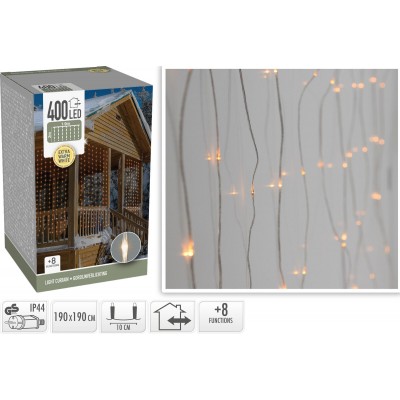 Lichtgordijn 190x190cm - gelijke lengtes - 400 LED's - extra warm wit - Soft Wire