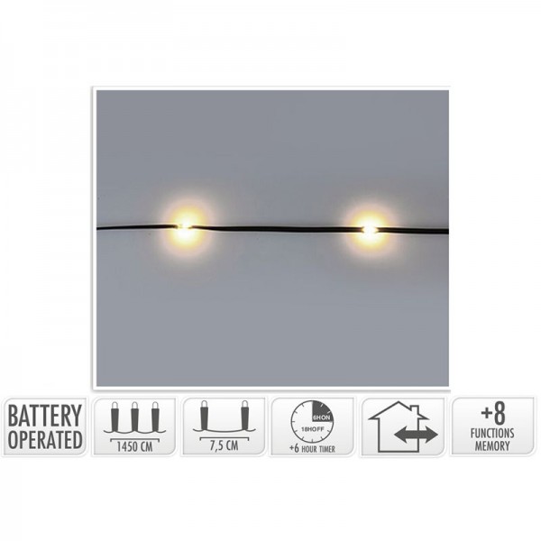 Batterijverlichting Softwire - 14.5m - 192 LED - warm wit - met timer