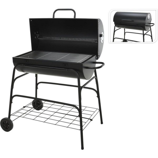 Verrijdbare Houtskoolbarbecue - Cilinder - 77 x H100cm