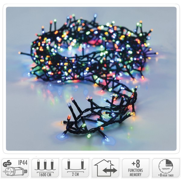 Microcluster - 800 led - 16m - multicolor - Timer - Lichtfuncties - Geheugen - Buiten