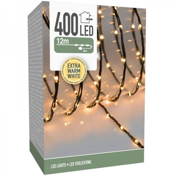 LED Verlichting 400 LED - 12 meter - extra warm wit - voor binnen en buiten - 8 Lichtfuncties - Soft Wire 