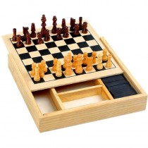 Houten spellendoos 4-in-1