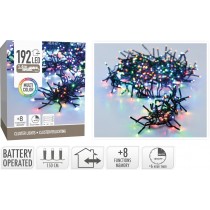 Clusterverlichting 192 led -  1.4m - multicolor - Batterij - Lichtfuncties - Geheugen - Timer