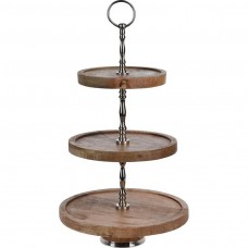 Etagere 3-laags - Mangohout met Metaal