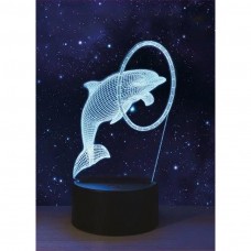 3D Illusie Lamp - LED - 7 verschillende kleuren - 15cm - Dolfijn