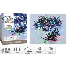 Clusterverlichting 192 led -  1.4m - multicolor - Batterij - Lichtfuncties - Geheugen - Timer