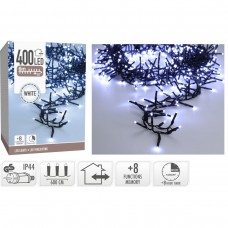 Maxi Cluster Kerstverlichting - 400 led - 6m - wit - Timer - Lichtfuncties - Geheugen - Buiten