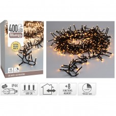 Maxi Cluster Kerstverlichting - 400 led - 6m - extra warm wit - Timer - Lichtfuncties - Geheugen - Buiten