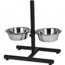 H-Standaard met RVS voerbakken van 25cm
