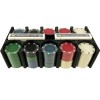 Pokerset 200 pokerchips - inclusief kaarten, pokermat en dealer, big blind en small blind